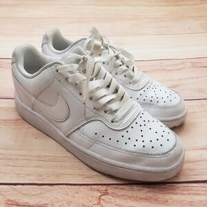 Nike Court Vision Low Shoes Mens Size 7.5 White Leather Sneakers CD5434-100